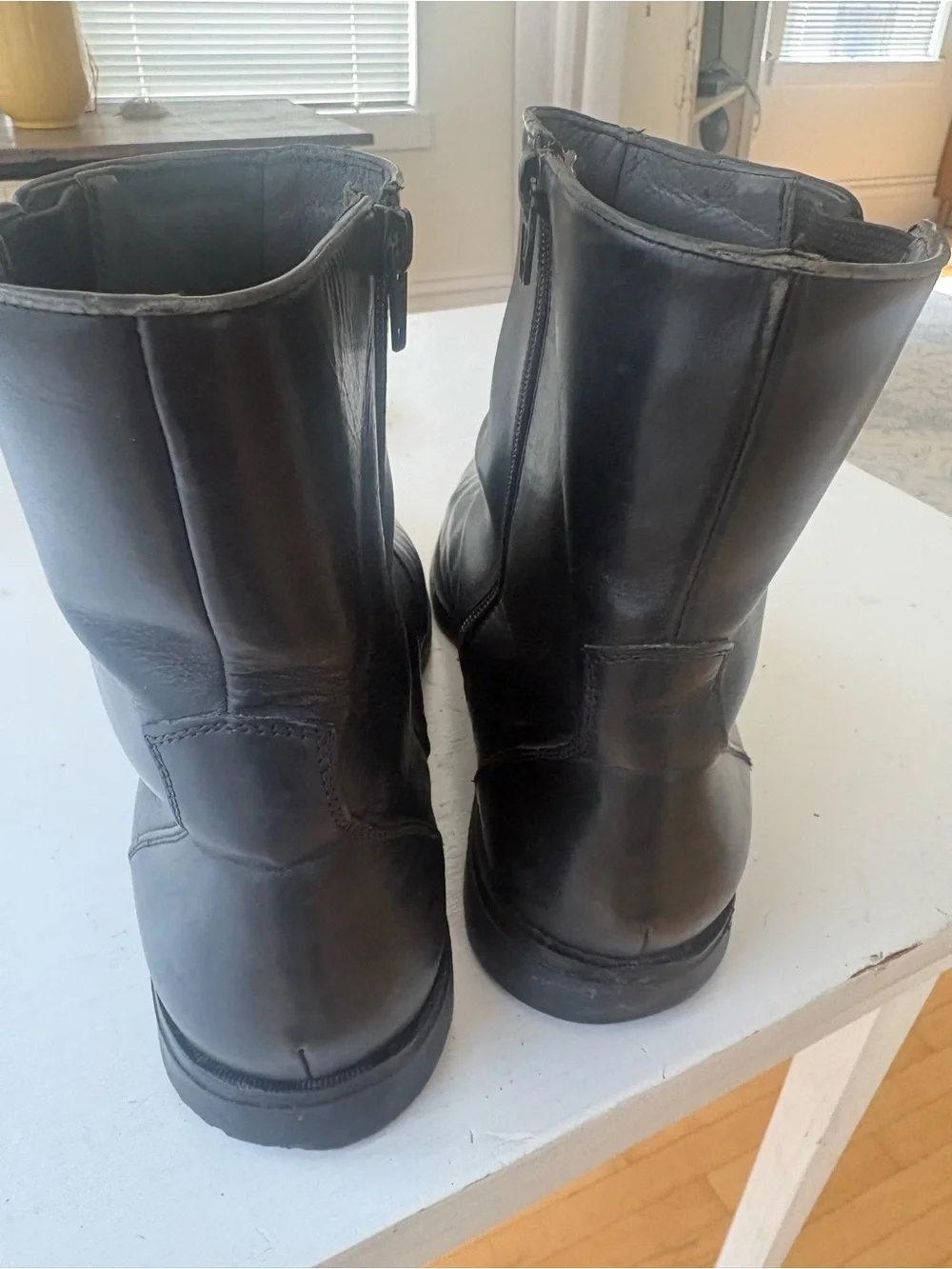 Men's Black Leather Zip Ankle Boots